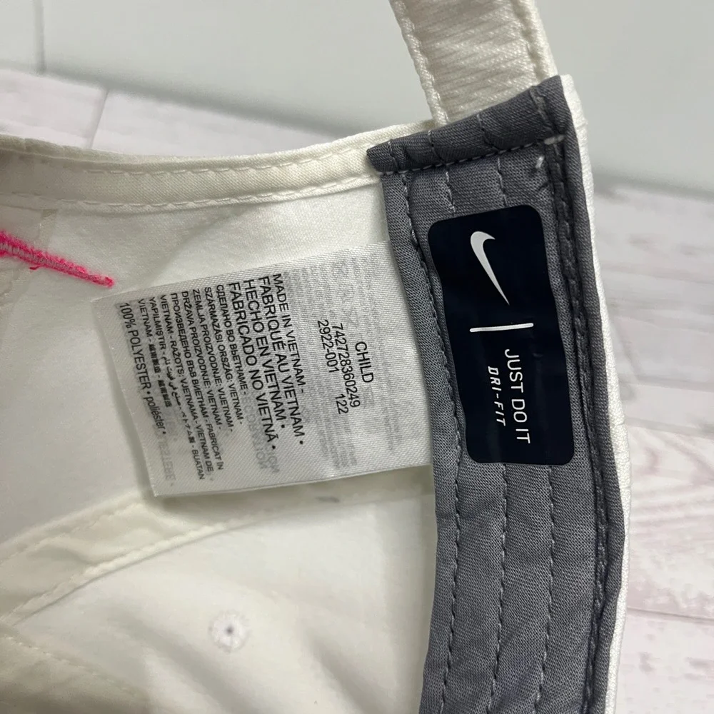 Nike Kids Dri-FIT White Baseball Hat Multi-Color Swoosh Adjustable Cap 2922-001